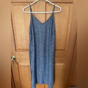 Linen Chic Simple Slip Dress in Heathered Blue-Gray
